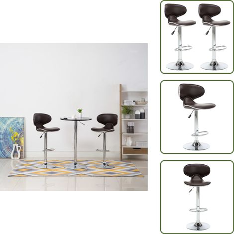 The Living Store Tabourets de bar 2 pcs marron similicuir - Tabouret De Bar - Chaise De Bar - Tabourets Hauts - Meubles De Cuisine - Mobilier Moderne (1/5)