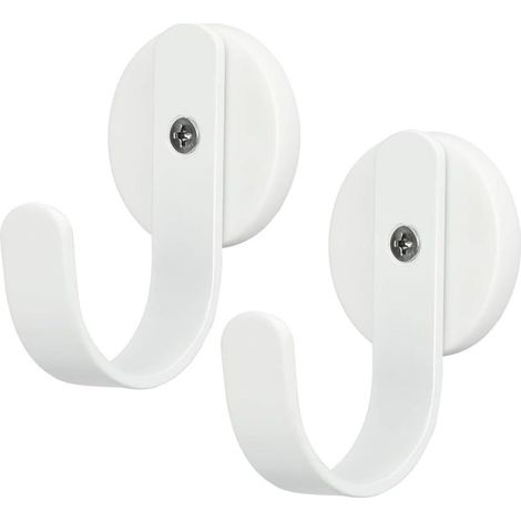 Crochet magnétique lot de 2, aimants puissants avec crochet pour réfrigérateur, décoration de Noël, porte d'entrée métallique, crochet pour cabine de croisière et grille de cuisson - blanc (1/5)