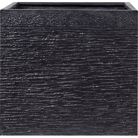 Vaso da Fiori Nero in Vetroresina Quadrato Moderno 50 x 50 x 46 cm Paros (1/5)