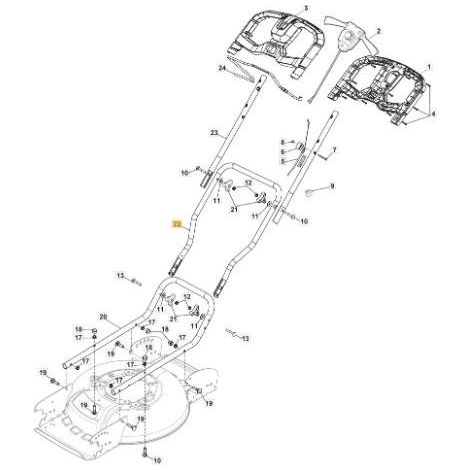 Lenkermittelteil gelb Stiga Akkumäher  GGP  381007585/0