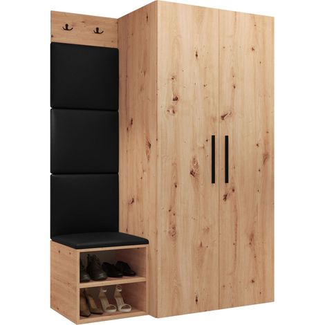 Conjunto para recibidor Nitos IV, Soft 011, 191x122x50cm, Cuero ecológico, Aglomerado laminado, Colocada, Montada en la pared