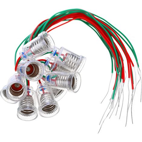 12 pièces douille E10 avec câble support de lampe E10 petite douille de lampe avec 25cm de fils isolés pour expérience LED à domicile accessoires de test électrique
