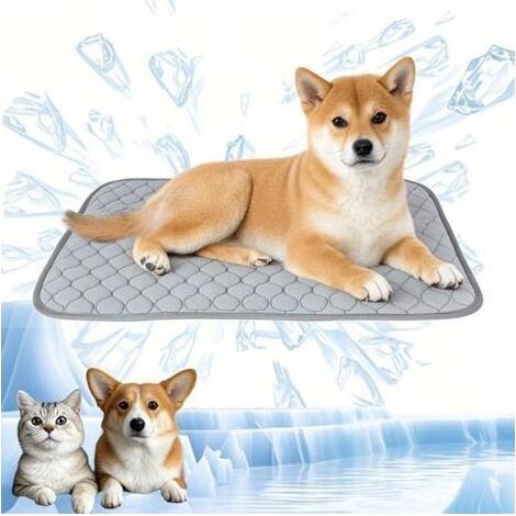 Kühlmatte für Hunde, Kühlmatte für Haustiere, selbstkühlende Eismatte für Katzen und Welpen, für Zuhause und unterwegs, 70 x 55 cm, groß, grau (1/5)