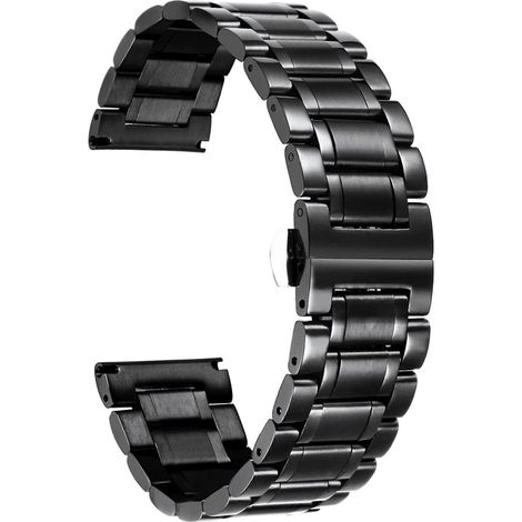 Bracelets de montre en acier inoxydable avec extrémités droites et incurvées, 5 couleurs (or, argent, noir, or rose, bicolore or et argent), largeur (15 mm), cadeaux de Saint-Valentin (1/4)