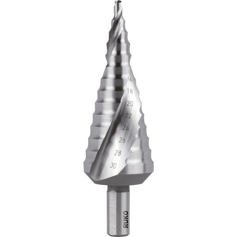 Stufenbohrer Bohrber.4-30mm HSS Spiralnut Z2 Stufen 14 RUKO