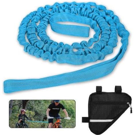 Corde de Remorquage de Vélo - avec Sac de Rangement - Barre de remorquage Velo Enfant 4,5 m - Capacité de Charge 500 lbs - Bleu (1/4)