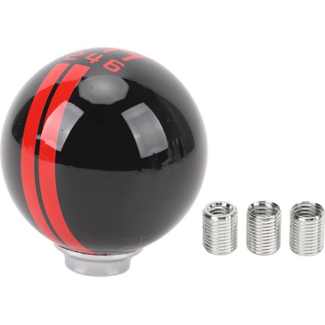 Pomello del cambio per auto da corsa a 6 velocità per Shelby GT500 Style Sfera rotonda con 3 adattatori Veicolo manuale Nero Rosso (1/5)