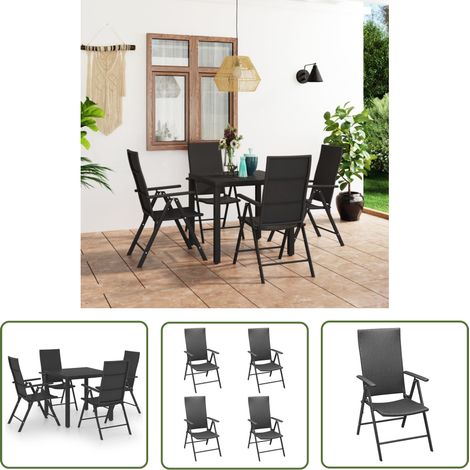 The Living Store Ensemble à manger de jardin 5 pcs noir - Ensemble Salon De Jardin - Meuble De Jardin - Table Et Chaises - Table Basse Jardin - Set Repas Extérieur (1/5)