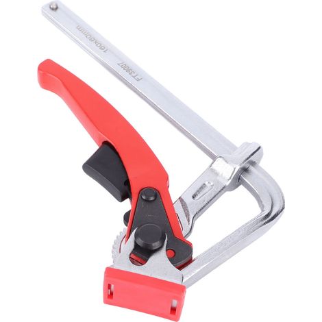 Serre-joint à cliquet en acier vanadium chrome, établi serrage bois ouverture 16 cm long 21 cm force 245 kg, 1 pièce (1/5)