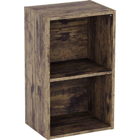 Oxford 2 Tier Cube Bookcase, Dark Wood (1/5)