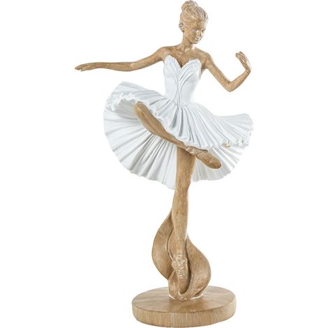 Statuetta Ballerina in Resina 25cm Bianco Sabbia e Oro Peraga Home