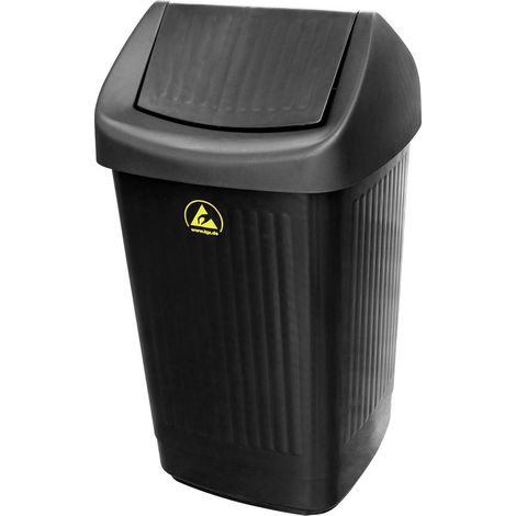Corbeille à papier BJZ A-35059 antistatique (ESD) 50 l (l x H x P) 36 x 65 x 36 cm plastique noir 1 pc(s)