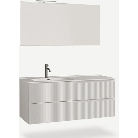 Mobile bagno sospeso con specchio e lavabo Venere SX - Bianco (1/5)