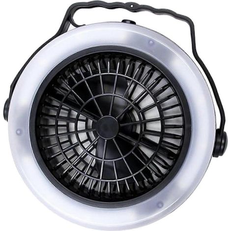 Ventilateur de tente avec lumière, lanterne de camping, ventilateur de bureau de voyage avec crochet (1/5)
