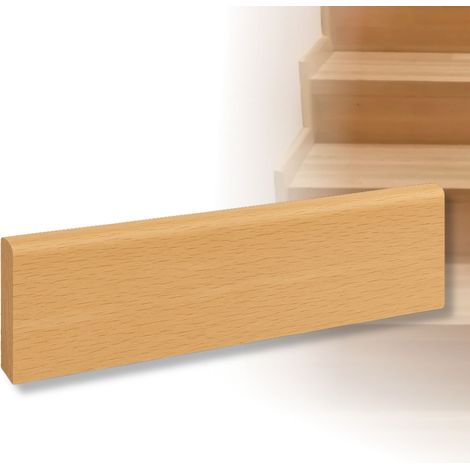 Plinthe en bois de hêtre - 100 cm - Prête à peindre - Élégante et protectrice - Idéale pour escaliers
