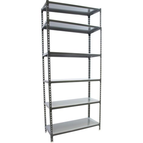 Estantería metálica sin tornillos SIMONCLICK de 6 estantes (250x90x50cm) ANTRACITA Y GALVANIZADO (1/5)