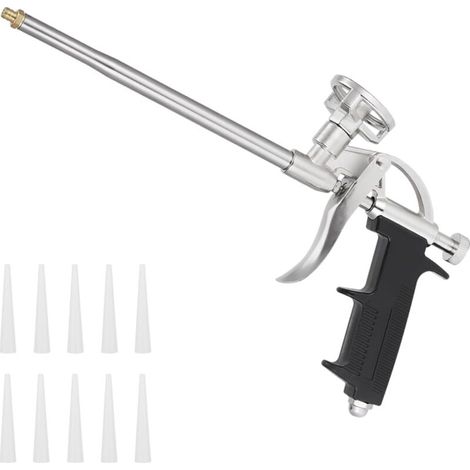 1 Pièces Pistolet Mousse Expansive avec 10 Buses, Pistolet pour Mousse Expansive, Pistolet Mousse Polyurethane, Pas Besoin de Nettoyant, pour Calfeutrage,Etanchéité, Remplissage