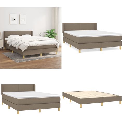 Sommier à lattes de lit avec matelas Taupe 140x190 cm Tissu - Sommier - Matelas à ressorts ensachés (1/5)