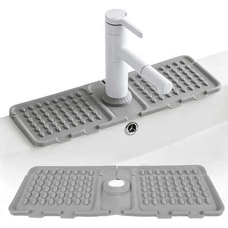 Tapis de Robinet en Silicone, Protection Anti-Éclaboussures pour Évier de Cuisine, Plateau Anti-Gouttes et Tampon de Séchage pour Comptoir de Cuisine et Salle de Bain (1/5)