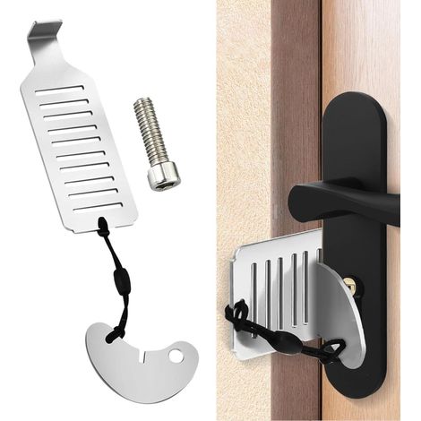 Verrou de porte portable de sécurité instantanée, bloque-porte de voyage, serrure rapide universelle, dispositif anti-effraction d'urgence, protection enfant pour porte, sans perçage, idéal pour hôtel (1/5)