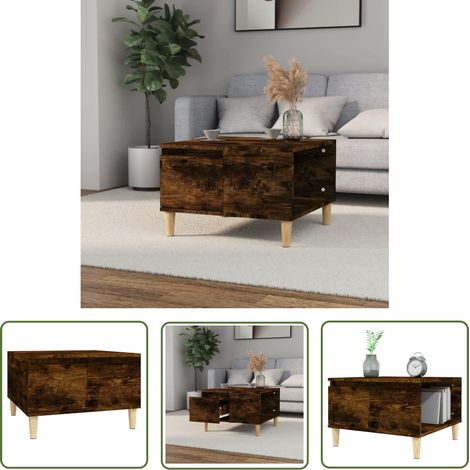 The Living Store Couchtisch Räuchereiche 55x55x36,5 cm Holzwerkstoff - Couchtisch - Wohnzimmerstil - Skandinavisches Design - Holzmöbel - Eukalyptus (1/5)