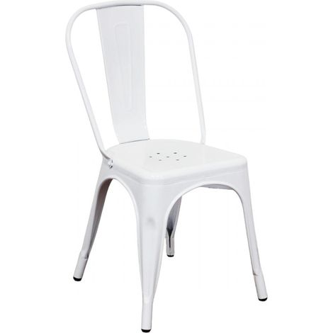 Sedia da interno in metallo resistente 35x45xH85 cm con design ergonomico Lola -  Bianco