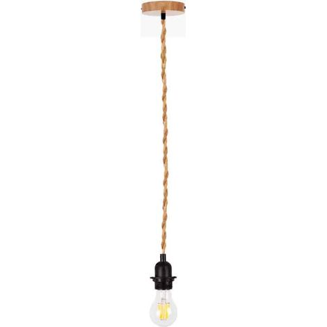 Lámpara Colgante De Madera Y Cuerda Para Bombilla E27 130cm (1/5)