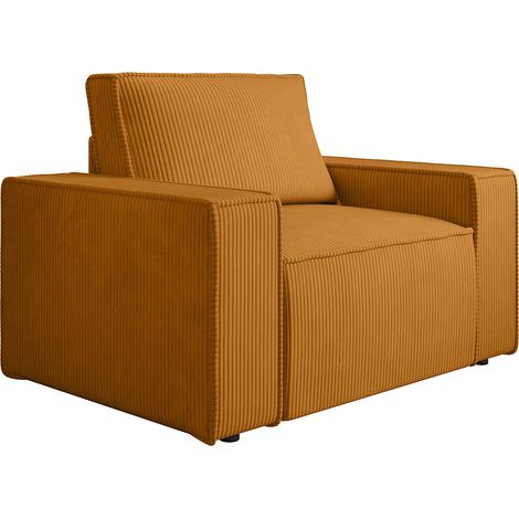 Fauteuil en velours côtelé orange clair AMELIA