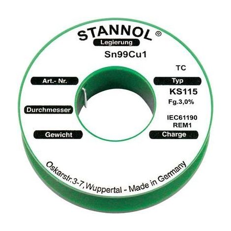 Stannol KS115 hilo de soldadura sin plomo 100 g 0,7 mm