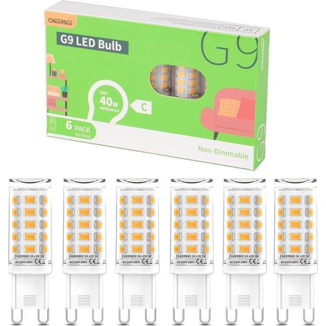 Ampoule G9 LED 3W 480LM Blanc Chaud 2700K, Équivalent 40W Halogène, Capsule Non Dimmable, Classe Énergétique C, Pour Lustre, Plafonnier et Applique Murale, Lot de 6. (1/5)