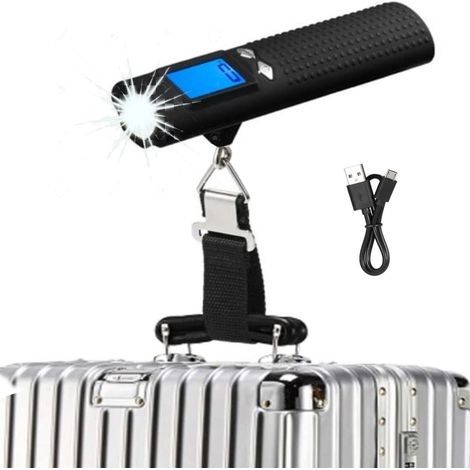 Balanza electrónica recargable para equipaje, 50 kg (110 lb), balanza digital portátil para equipaje, balanza de viaje (1/5)