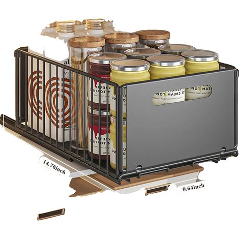 Étagère de rangement de cuisine, organisateur de tiroir coulissant, installation facile, Grand (1/2)