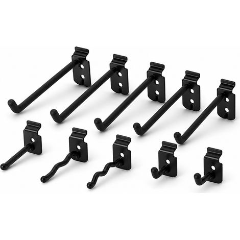 Crochets pour Panneau Perforé 10 Pièces Garage Noir (1/5)