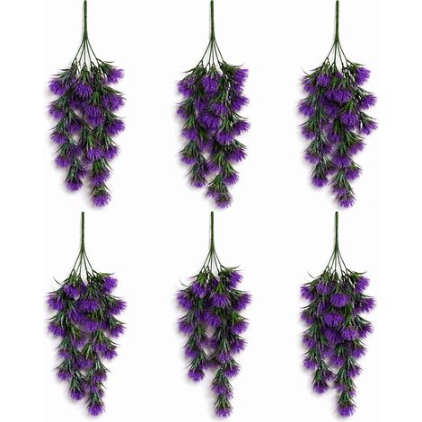 Pack of 6 x 75cm Artificial Purple Thistle Trailing Hanging Plant Faux Floral (1/5)