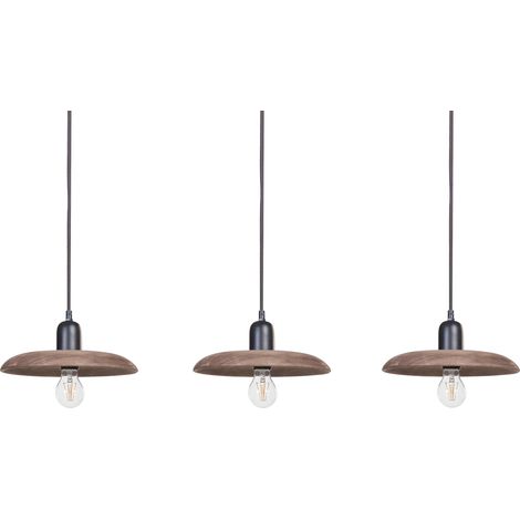 Lámpara de techo de madera de mango oscura 107 cm a mano pantalla natural Manjeera (1/5)