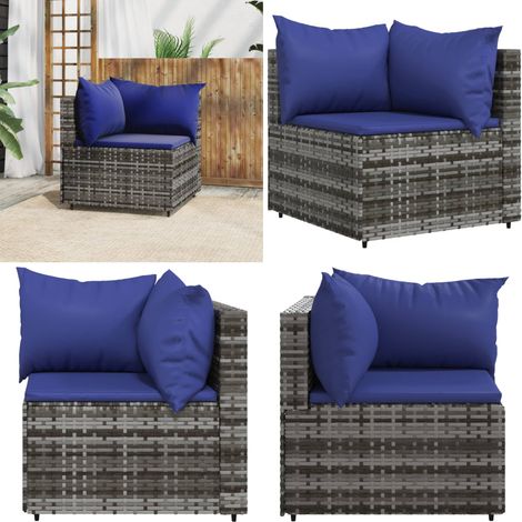 Garten-Ecksofa mit Kissen Grau Poly Rattan - Gartensofa - Outdoor-Sofa - Lounge Möbel - Rattan Gartenmöbel - Wetterfeste Möbel - Home & Living (1/5)
