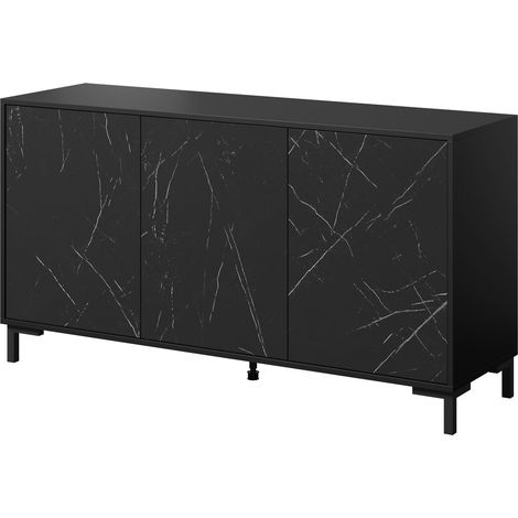 Cassettiera MARMO 200 cm 3D nero opaco / marmo nero