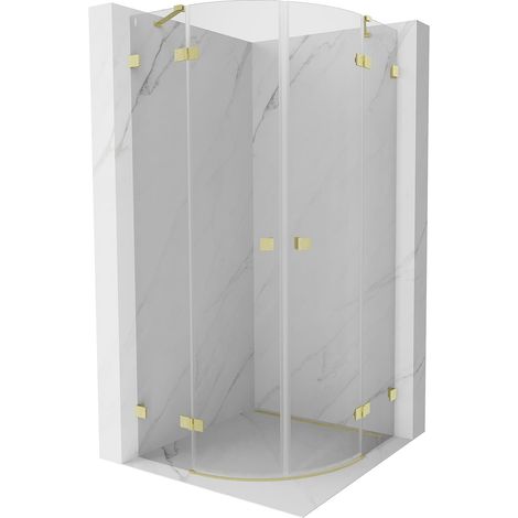 Mexen Lunar cabina de ducha semicircular abatible 100 x 100 cm, transparente, oro cepillado - 833-100L-100P-55-00 (1/5)