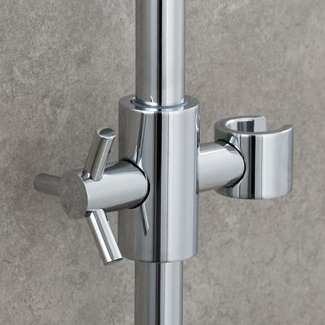 Support de barre de douche réglable en laiton, compatible avec les barres de douche de 25 mm, chromé. (1/5)