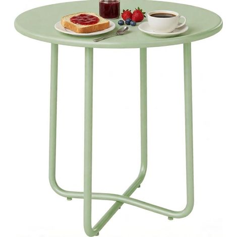 Tavolino da esterno rotondo in metallo verde Ø 48 x 51 cm (1/5)