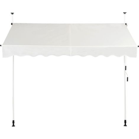 Tenda da sole retrattile manuale regolabile 250 x 125 cm tessuto Oxford resistente ai raggi UV design moderno telaio in alluminio beige 200021020
