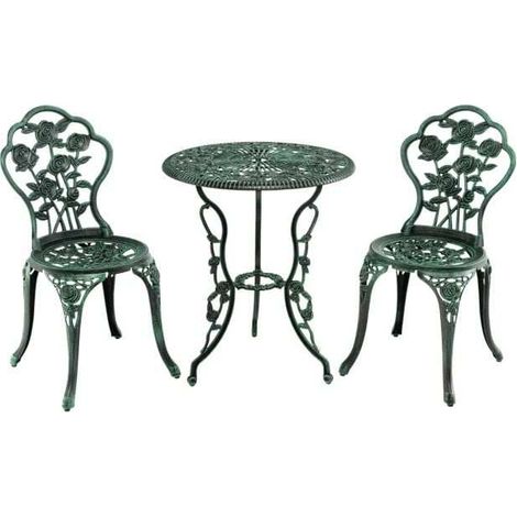 Set de mobilier de patio en aluminium moulé extérieur avec design de roses (1/5)