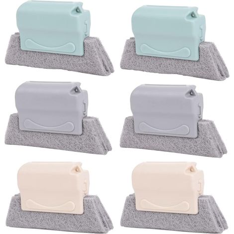 Lot de 6 brosses de nettoyage pour rainures de fenêtres - Brosse de nettoyage portable - Brosse à récurer - Pour rails de porte, brosse à fenêtre, outils de nettoyage ménagers - Brosse de nettoyage po (1/5)