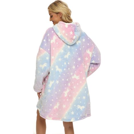 Grande couverture portable en microfibre, veilleuse intégrée, taille unique, cape à capuche oversize, haut de détente maison, 88x150 cm (1/3)