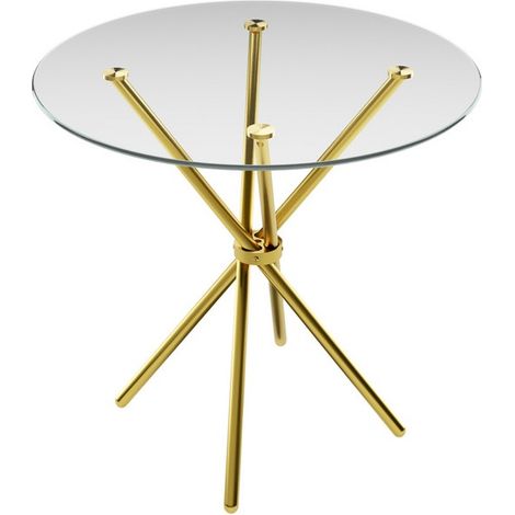 Casa Legs Dining Table - Glass - L90 x W90 x H74.5 cm - Clear Top Gold