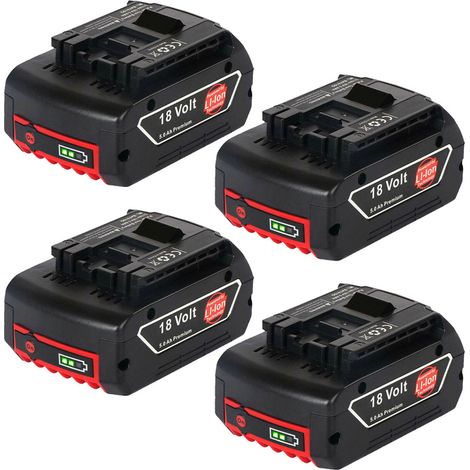 Powerwings – Batterie lithium 18V 5000mAh – Lot de 4 batteries compatibles Bosch GDR, GDS, GKS, GSR – Idéale pour chantiers humides (1/4)