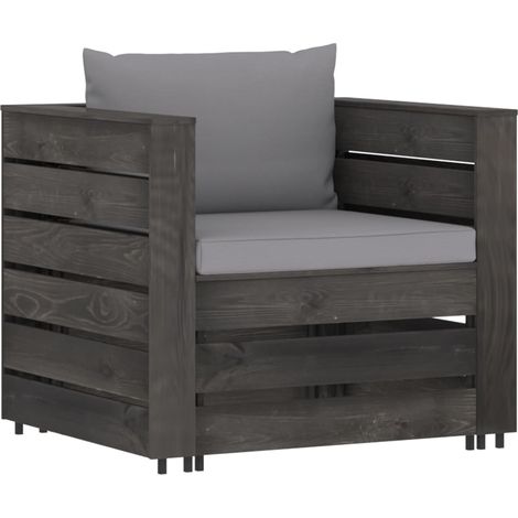 Maison Exclusive - Set Salotto da Giardino 2pz con Cuscini Legno Impregnato Grigio (1/5)