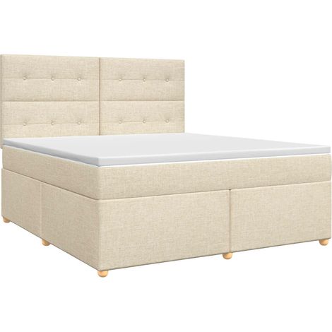 Maison Exclusive - Letto box spring con materasso Crema 140 x 200 cm Tessuto (1/5)