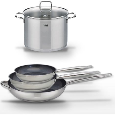 Lot de 3 Poêles céramique sans PFAS 24/28/32 cm Elo Profi Therm Platinum et Faitout 26 cm Elo Citrin (1/5)