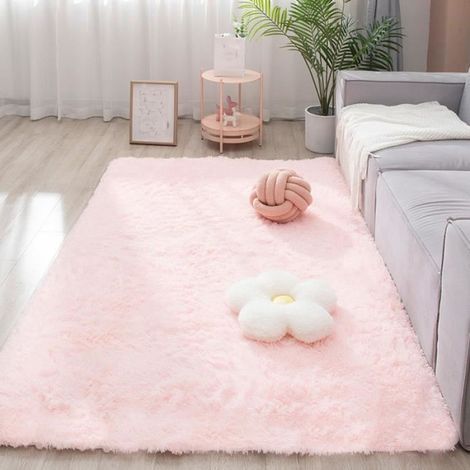 Moquette Chambre 120x160cm Tapis de Salon Shaggy Rose Moelleux Peluche Tapis de Sol (1/4)